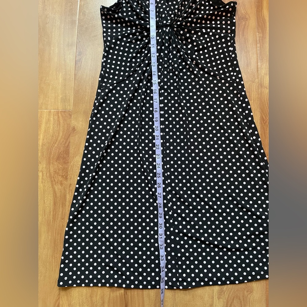 Vintage 90s Black & White Sleeveless Polka Dot Jersey Tank Day Dress Size Small - Picture 10 of 11